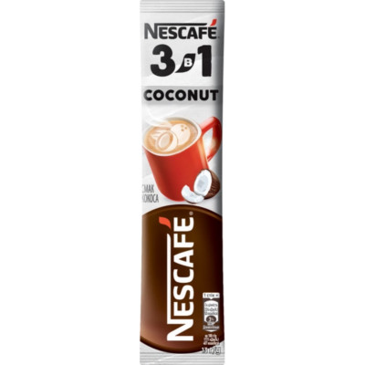 15 pcs Coffee drink NESCAFE 3in1 Coconut with coconut flavor, soluble in sticks