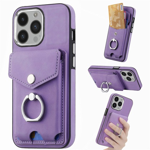 Leather Ring Stand Card Slot Cover Case For 12 13 11 14 15 Pro Max XR 7 8 - 第 13/17 張圖片