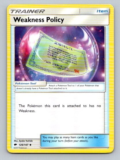 2017 Pokemon Card Burning Shadows Weakness Policy 126/147
