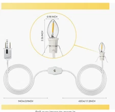 Replacement Light Cord with Energy Savings More Bright LED Bulb and Clip On/Off