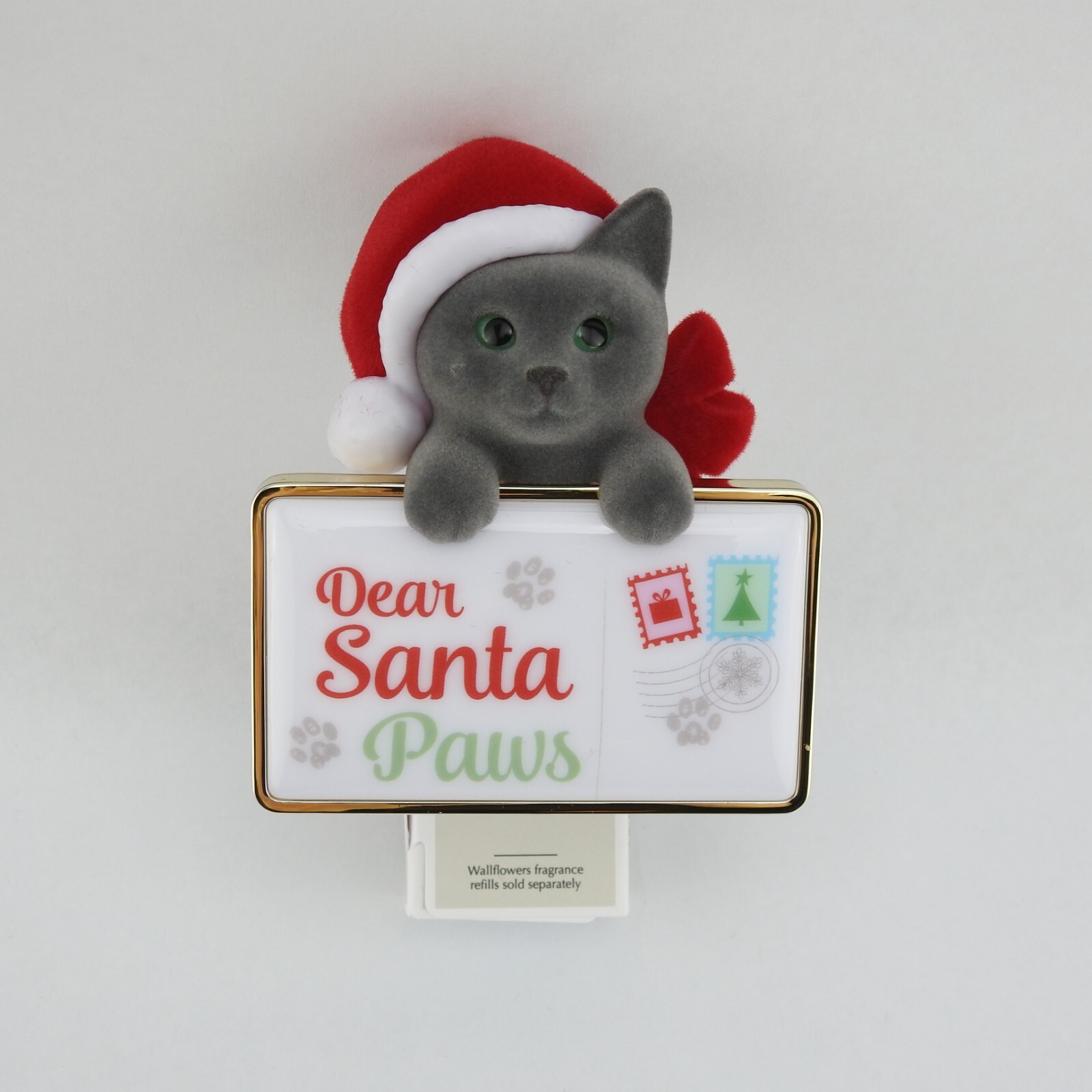 New Bath Body Works Dear Santa Paws Christmas Gray Cat Kitty Wallflower Plug In-image