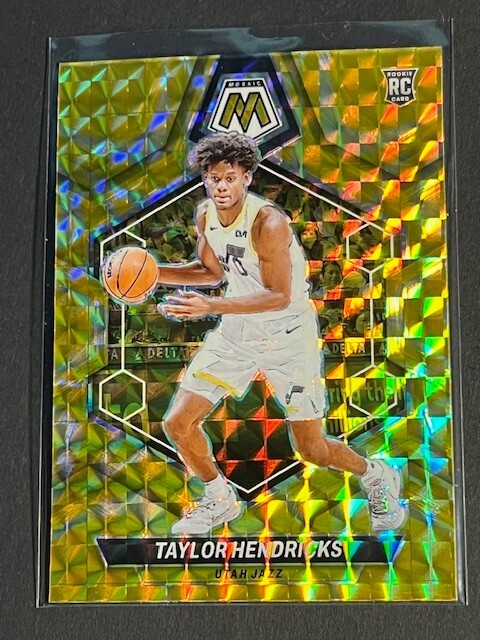 2023-24 Panini Mosaic Taylor Hendricks Reactive Yellow Prizm RC #221 Utah Jazz
