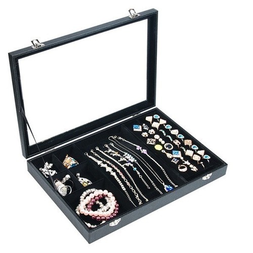 Jewellery Box Organizer Display Case with Velvet Lining Transparent
