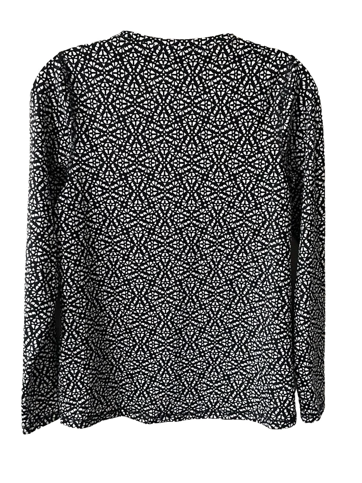 LL Bean XXS Camisa de Natación Top Negro Blanco Patrón Manga Larga RASH GUARD Playa Piscina Foto 2 de 4