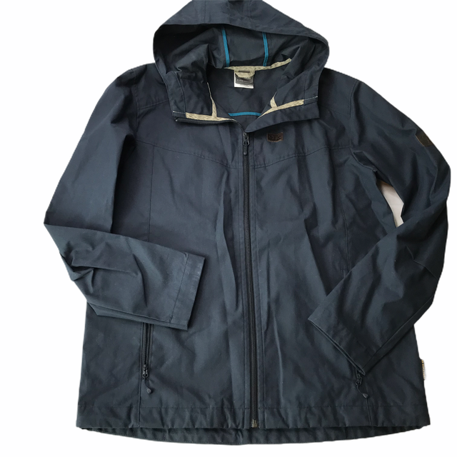 Jack Wolfskin At Home Outdoors Rain Coat Jacket Dark Blue Hooded Men's