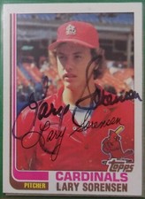 Lary Sorenson St Louis Cardinals 1982  Autographed Card