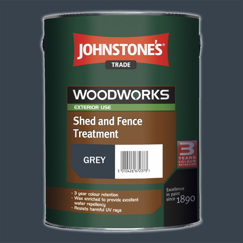 Johnstones Shed & Fence Treatment Paint 5L GREY protect garden wood