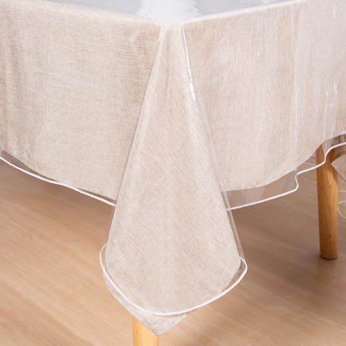 Clear Vinyl Tablecloth, 60"x84", 100% Waterproof & 60 x 84 Inch Crystal Clear - Bild 4 von 7