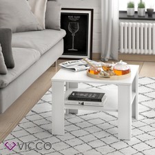 Couchtisch Wohnzimmer Sofatisch Kaffeetisch Homer Weiß 60x60 cm Vicco