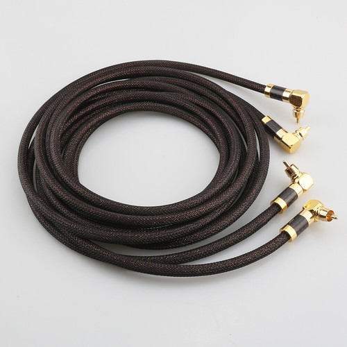 Pair 6N pure Solid Silver RCA Audio Cable with Right angled rca plug HIFI - Picture 5 of 11