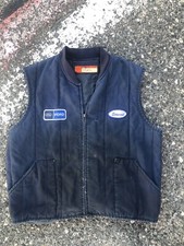 Vintage Mechanic Shop Vest FORD Blue XL WORKWEAR Distressed