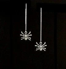 "IAJ" SPIDER STERLING SILVER Ear Threads Threader Earrings