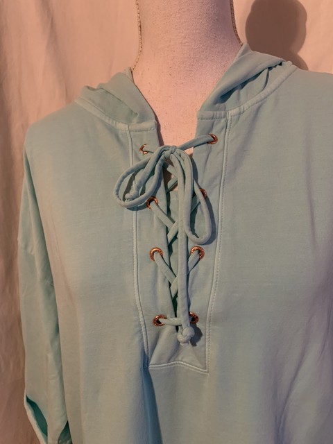green lace up hoodie