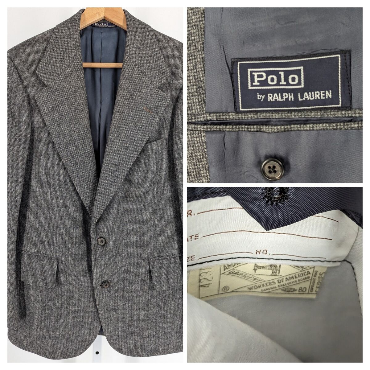 Polo Ralph Lauren Vtg 70s Unionlabel USA Gray Wool Knit Polo Ralph Lauren Vtg 70s Unionlabel USA Gray Wool Knit