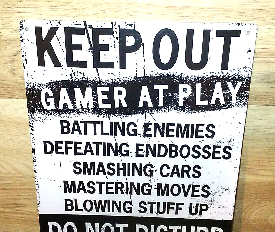 Keep Out Gamer at Play 8 1/2" x 11 1/2" Metal Tin Sign Boys room décor Man Cave