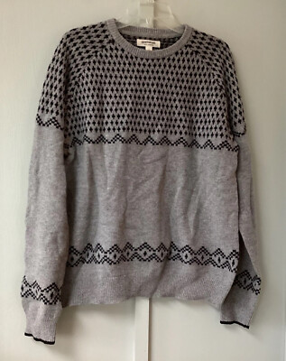 Goodthreads Men's Size Large Black Lambs wool Gray Long Sleeve Crewneck