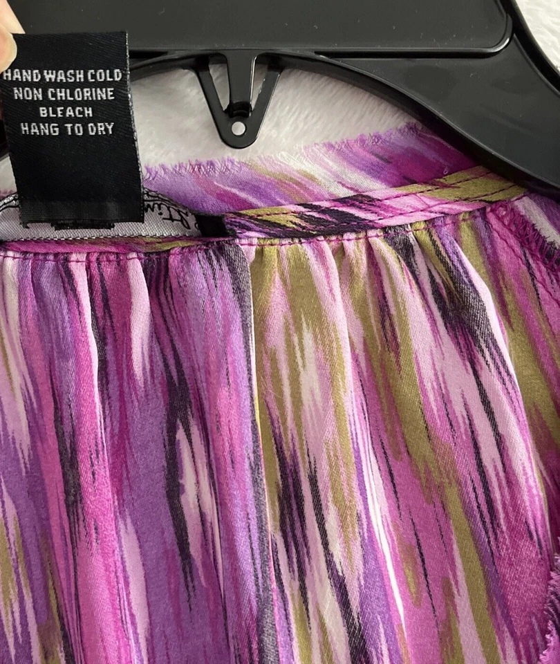 Blusa Willi Smith Transparente Top Mujer Mediana Geométrica Púrpura Manga Larga Poliéster Foto 4 de 4