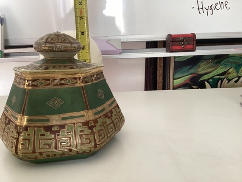 Vtg Antique Early 20Century Nippon Hand Painted Humidor/Urn Vase Style Deco - Picture 6 of 11