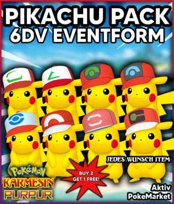 PIKACHU ALL CAPS   6DV EVENT   Pokemon Karmesin und Purpur Lvl 100 + B2G1 FREE!