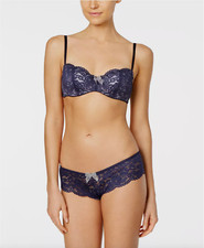 NWT b. tempt'd by Wacoal CIAO BELLA Bra / Tanga Set, sz 32D/S Peacoat