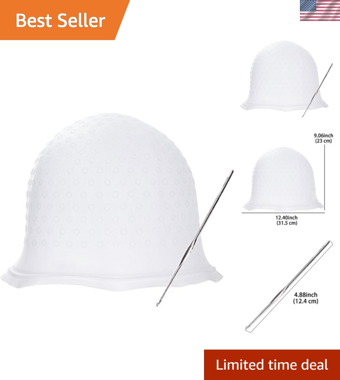 Flexible Silicone Hair Highlighting Cap & Hook - Customizable at Home Coloring