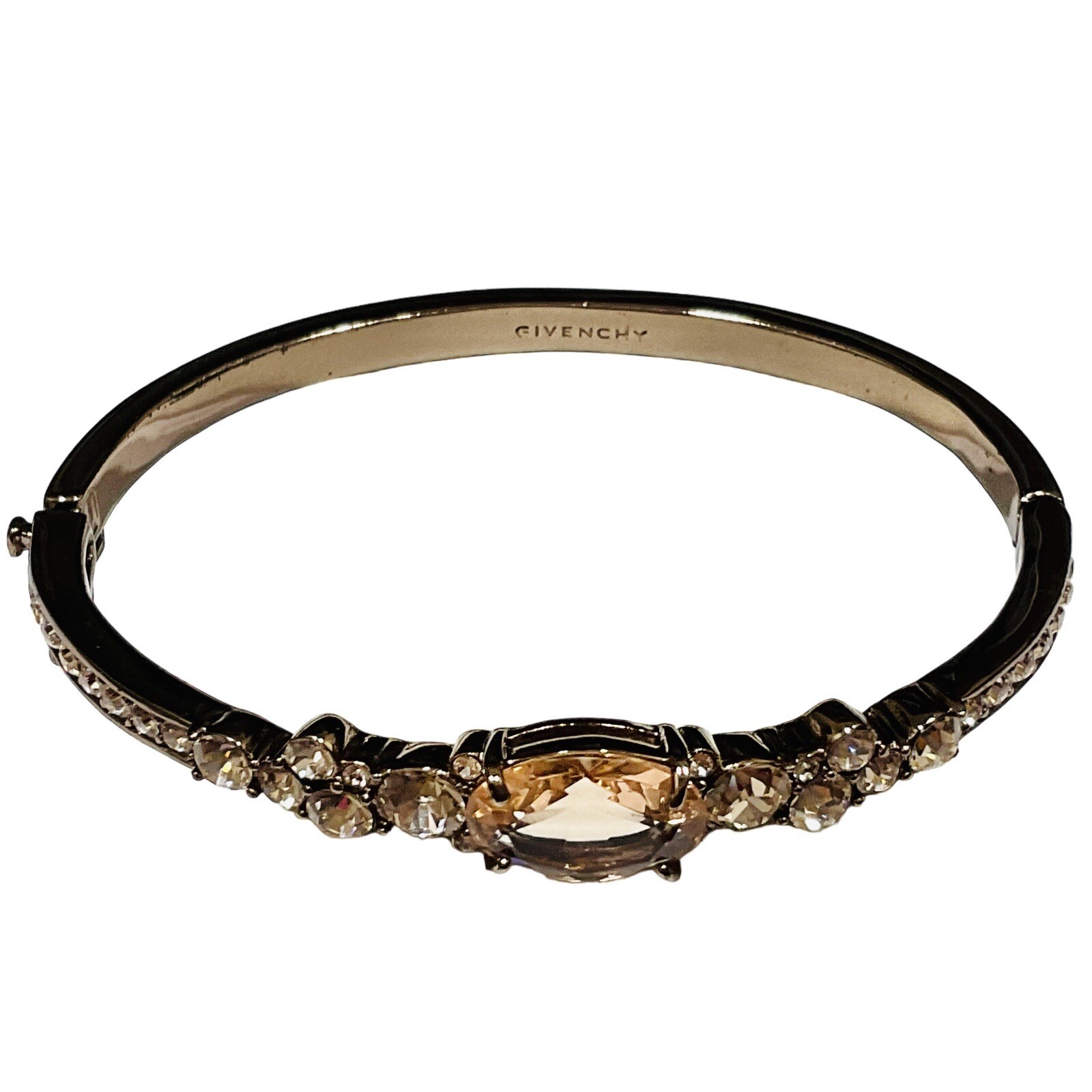 Givenchy Crystal Hinged Bangle Bracelet Bronze Co… - image 1