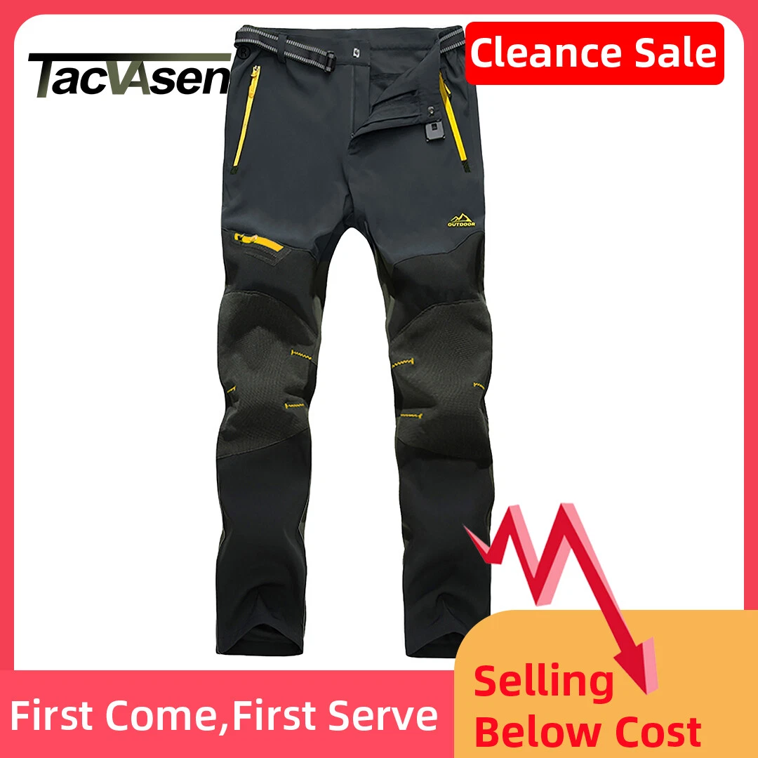 Men's Waterproof Soft Shell Pants Outdoor Hiking Fishing Fleece Pants  Trousers