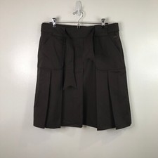NWOT Escada Sport Brown Pleated Skirt Size 40 / US 6/8 Belted Pockets A-line