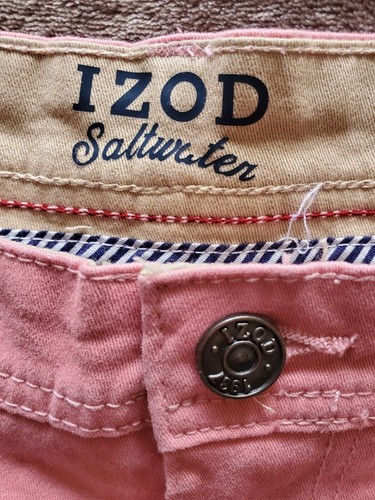 Izod Saltwater Denim Coral Pink Shorts Men Size 40 Waist Cotton Casual Summer - 第 11/12 張圖片