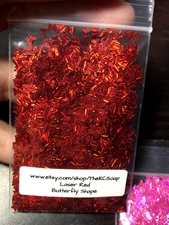 100G Solvent Resistant LASER RED Butterfly Shape Glitter Epoxy US Seller