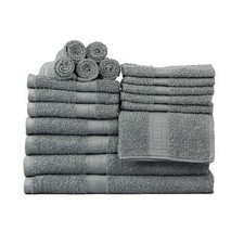 Mainstays Basic Solid 18-Piece Bath Towel Set Collection, School Grey. USA