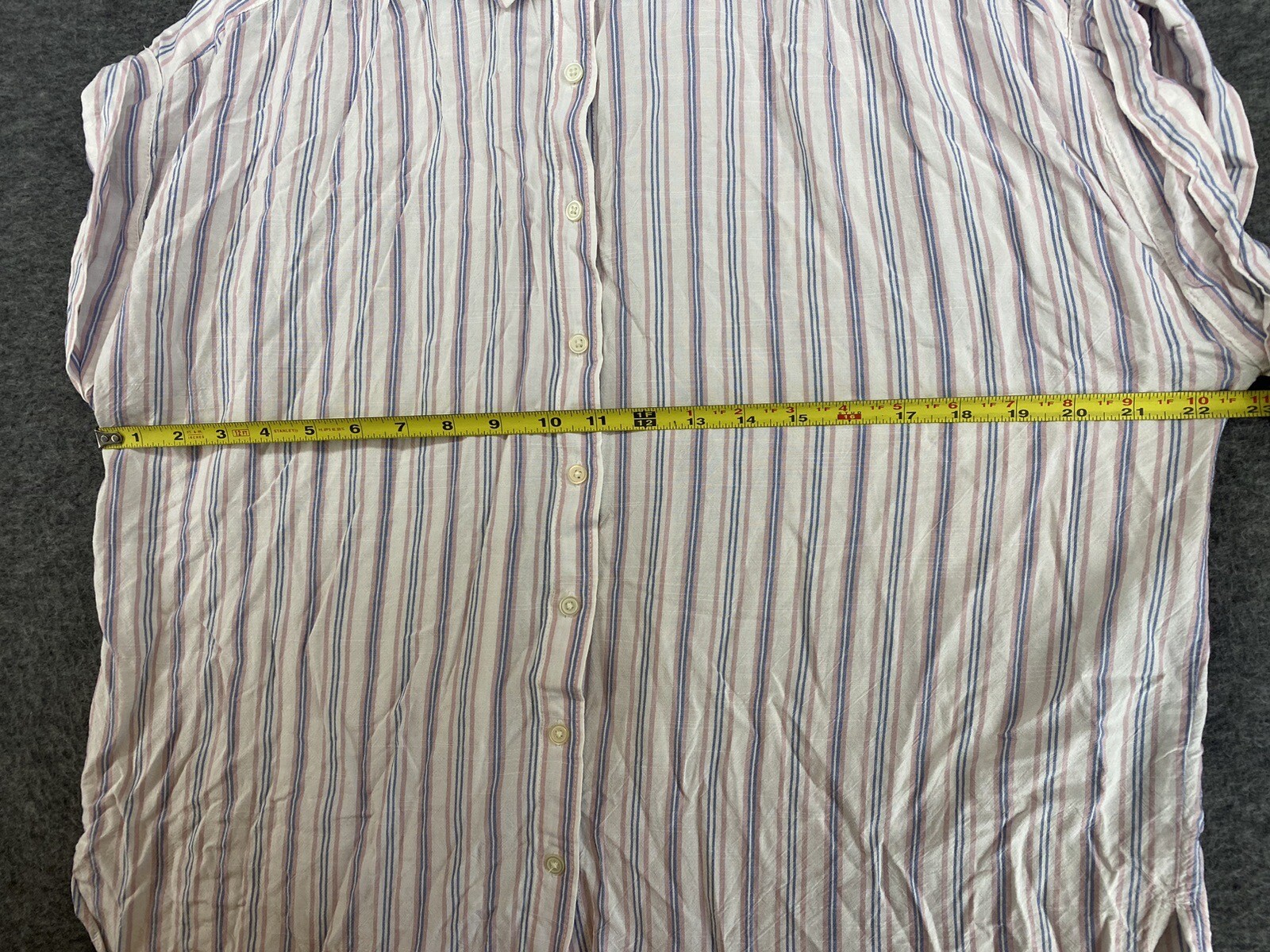 Loft Top Striped Multicolor Button Down Cap Sleev… - image 7