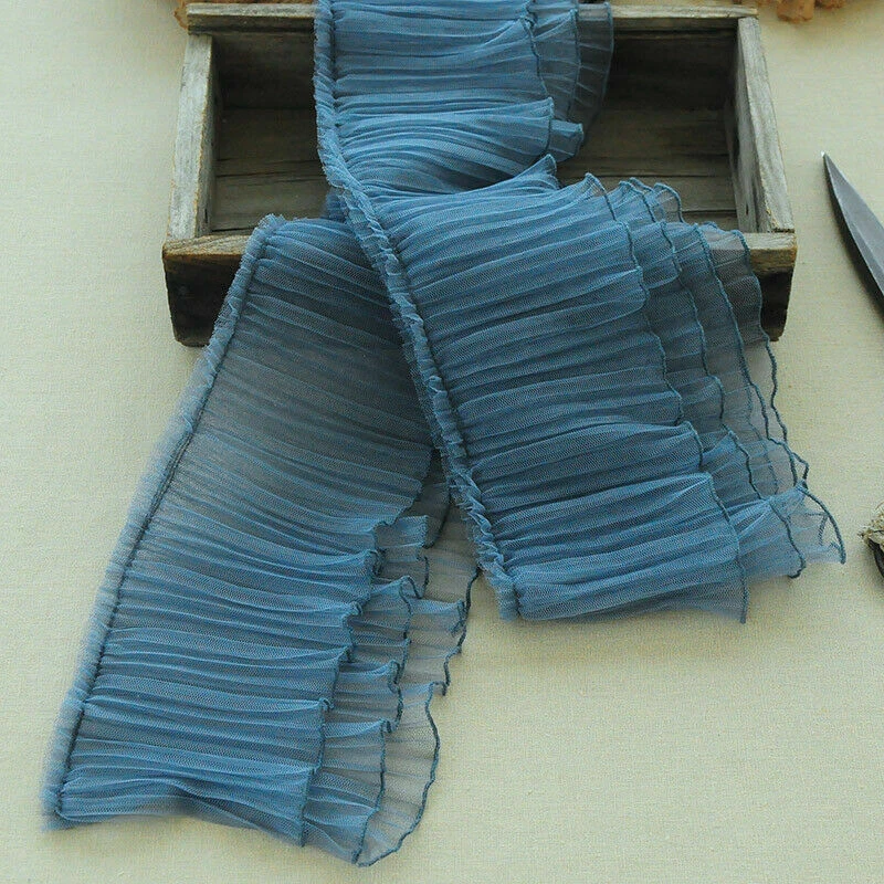 2Meter Solid Tiered Lace Edge Frilly Layered Pleated Mesh Ruffle Trims for DIY - image 3 of 4