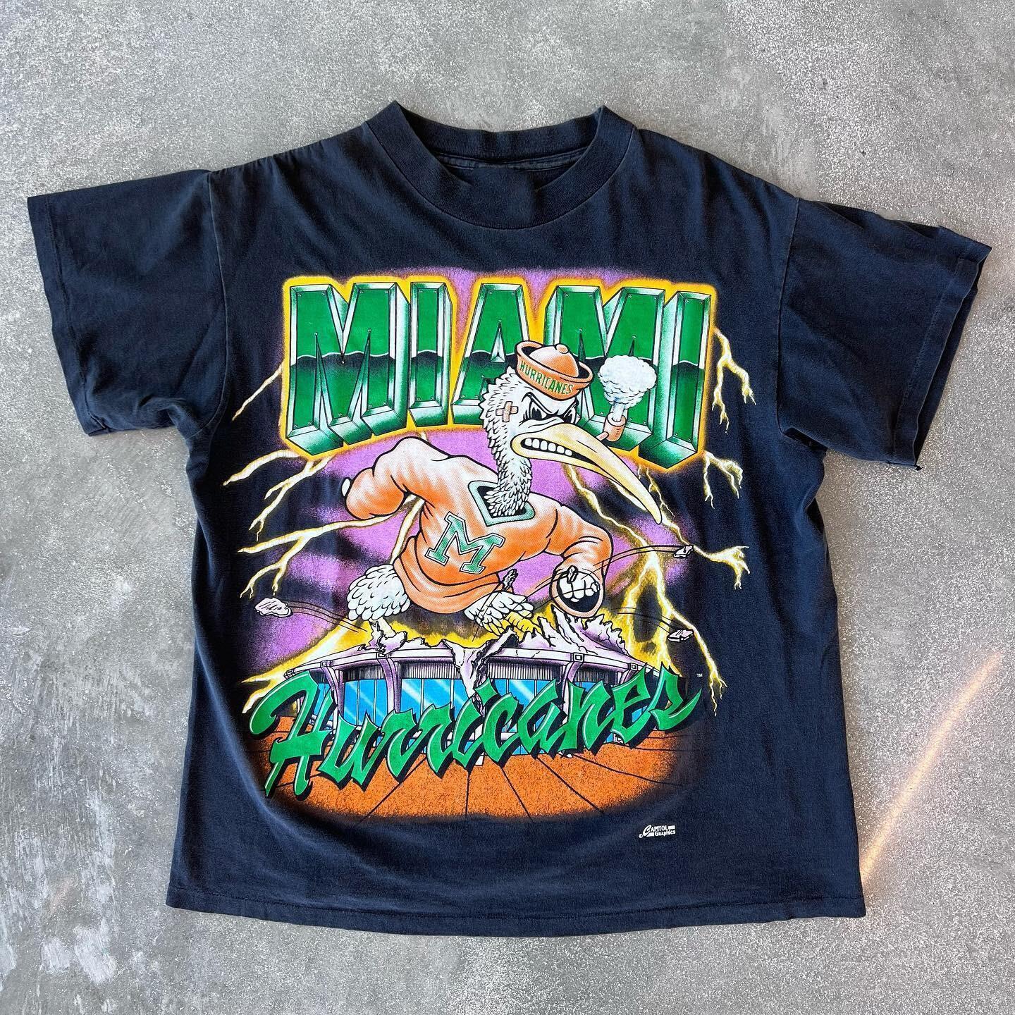 90 s Miami Hurricanes Capitol Graphics Lightning basic T shirt reprint