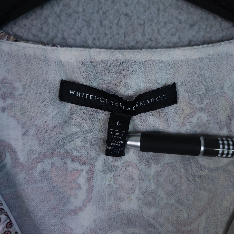 Camiseta sin mangas White House Black Market para mujer 6 rosa cachemira sin mangas corbata cuello en V Foto 3 de 4