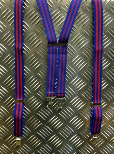Bretelles Élastiques Ajustables Unisexes Slim Clip-On Vintage Rétro Bleu Rouge - Picture 3 of 3