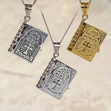 Valentine's Day 925 Sterling Silver Bible Lord's Prayer Necklace Christian