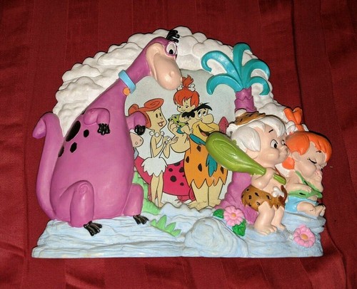 THE FLINTSTONES Dino Bam Bam Pebbles Picture Frame 1993 Holds 3" X 3 1/2" Photo - 第 1/6 張圖片