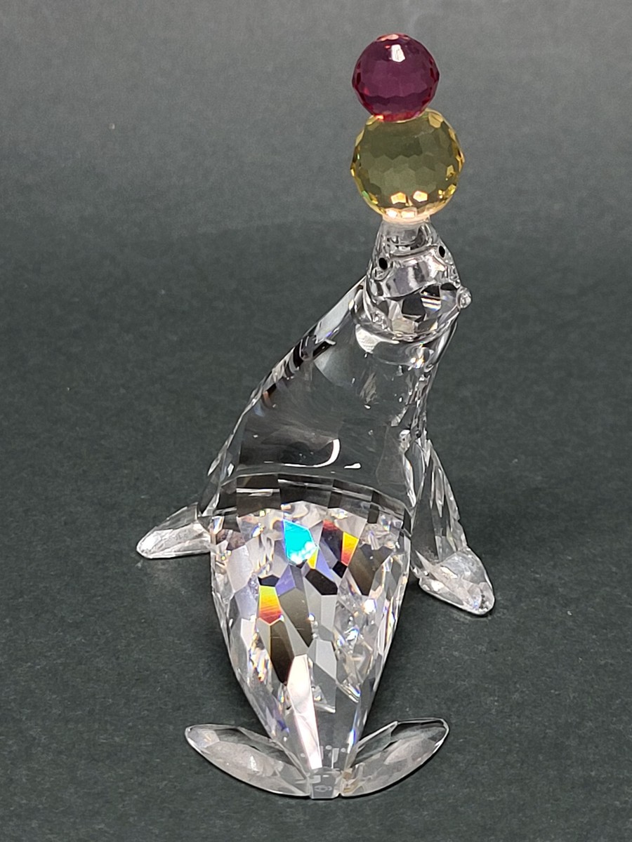 SWAROVSKI Crystal Figurine PLAYING SEAL With Balls/ Swan