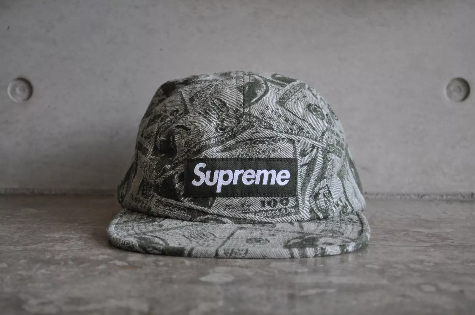 Casquette de camp logo boîte à billets de 100 dollars Supreme   Vert