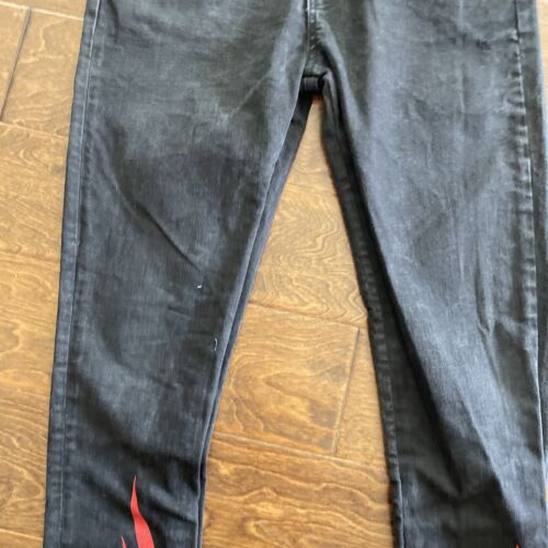 Reputation Studios Black Jeans Mens Size Medium Measures 30X33Flame Details CM1 - Picture 3 of 17