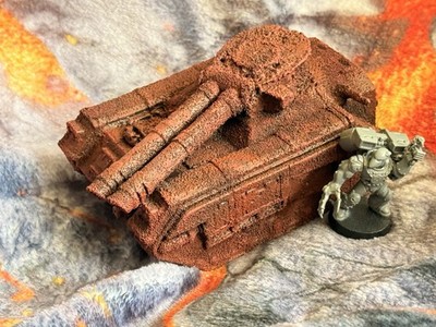 40k Imperial Guard improvised KO d Tank Rusted Sci Fi Terrain Trench Crusade B
