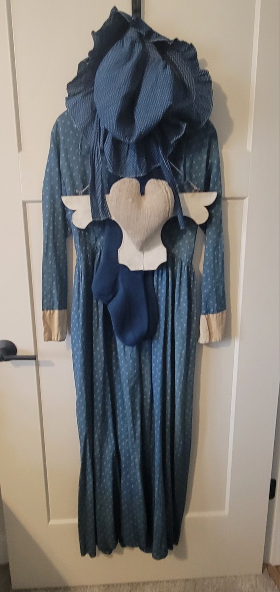 Beautiful Early Primitive Ladies Old Blue Calico Dress