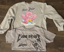 Women's Care Bears Cheer Bear Cropped Graphic Gray Sweatshirt  T Shirt Size M