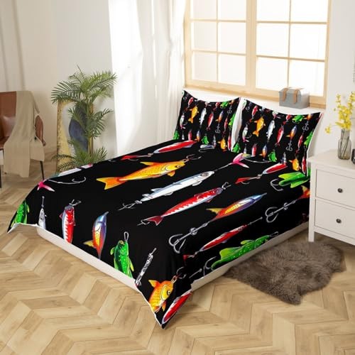 Fish Bedding Set - Colorful Duvet Cover Queen 90"x 90"(No Comforter) Multi 522 - Picture 3 of 7