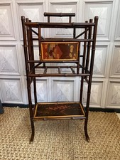 BAMBOO MAGAZINE RACK, RARE ANTIQUE CANTERBURY BY WF NEEDHAM