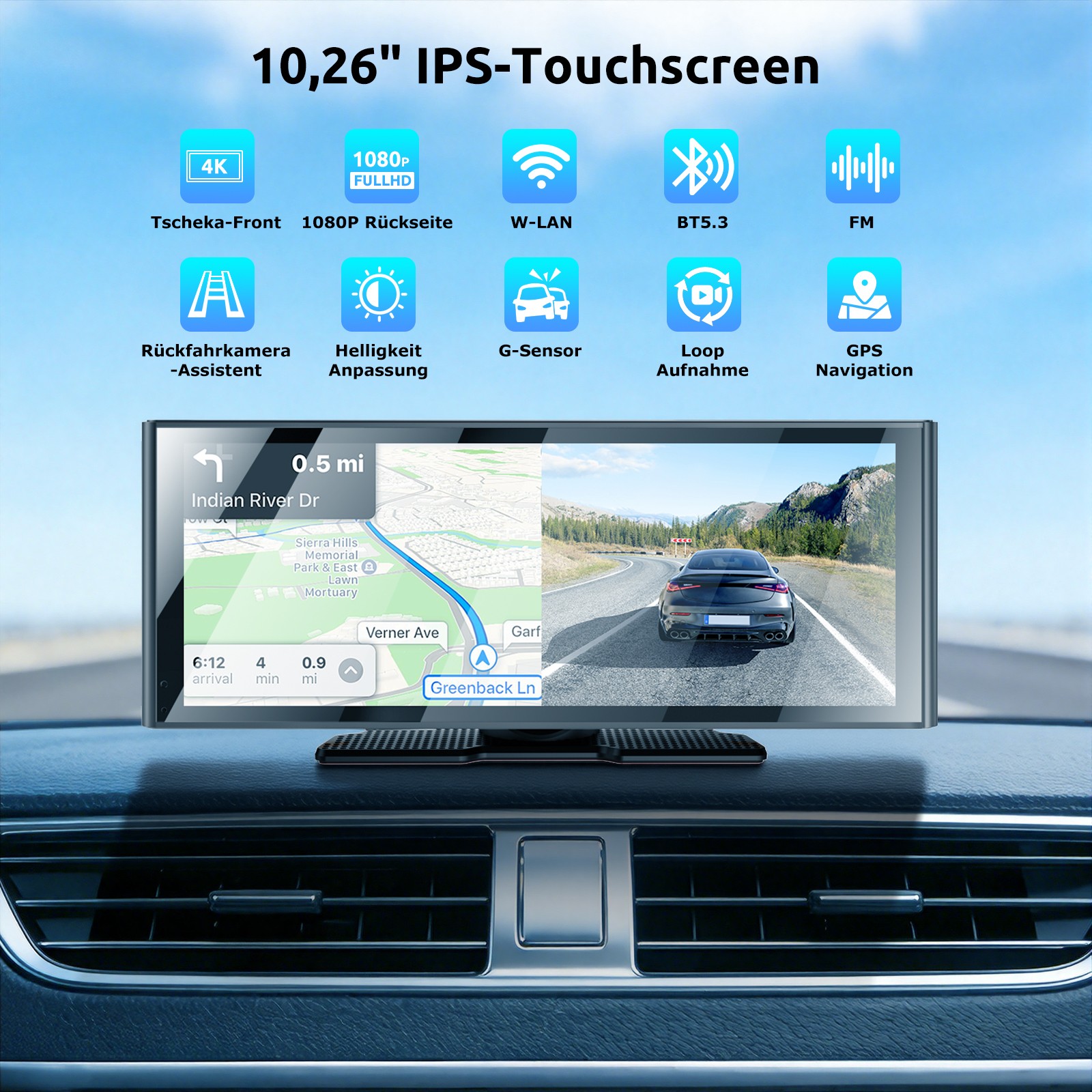 Autoradio CarPlay Portatile Wireless 10" Touch Screen per CarPlay e Android Auto foto 2