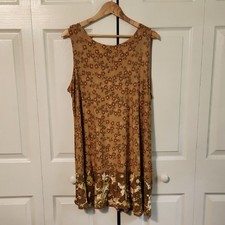 LOGO Layers Earth Tone Floral Dress Size XL Lagenlook Neutral Granola Girl Soft