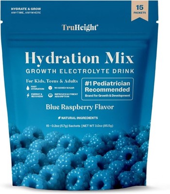 TruHeight Hydration Packets (Blue Raspberry) Fast Hydration, Energy & Recovery