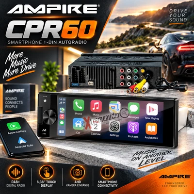 AMPIRE CPR60 Smartphone 1-DIN DAB+ Radio Autoradio Display AHD Kameraeingänge - Bild 1 von 4